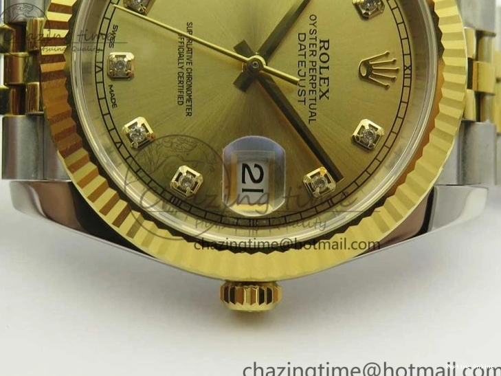 0131 Flexible DateJust 41 126334 904L SS YG DJF 1:1 Best Edition Gold Dial Diamond Markers on SS YG Jubilee Bracelet A 3250